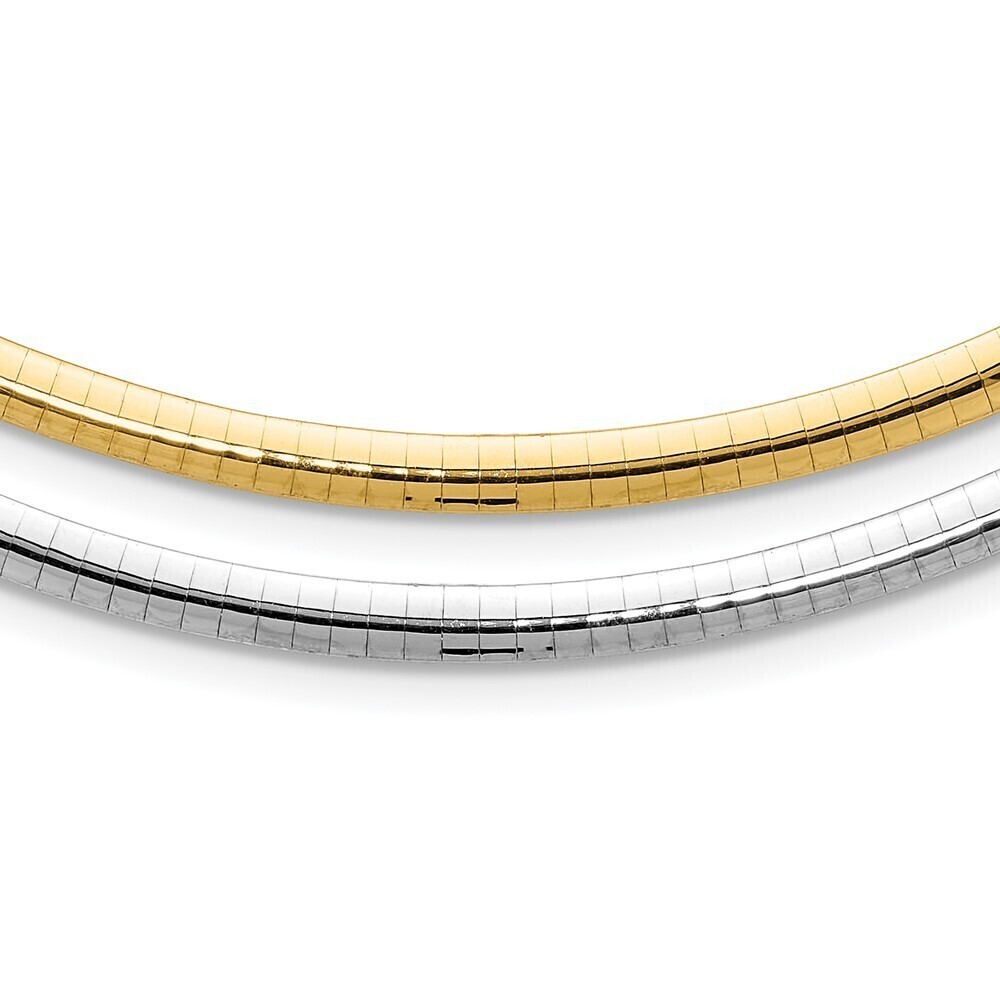 Kazi Luxury 14k 4mm Reversible White & Yellow Domed Omega Necklace